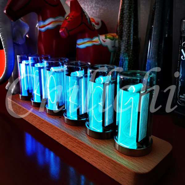 DESIGN RGB 2.0 solid wood pseudo glow tube clock LED digital gift decoration bigger than IN14 Glass clear tube