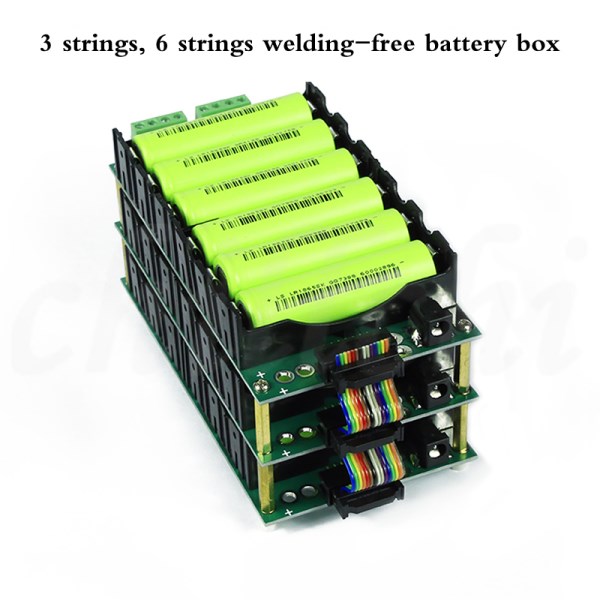 3 strings 6 strings welding-free 18650 battery box lithium battery pack 12V24V protection board inverter backup power supply