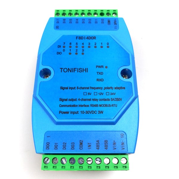 8DI4DOR 8-channel switchfrequencycounter isolated input, 4-way relay contact isolated output module