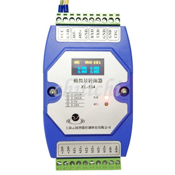 6pcslot 4-20mA to RS485 4-channel analog input acquisition module 0-10V high precision MODBUS-RTUwith LCD display