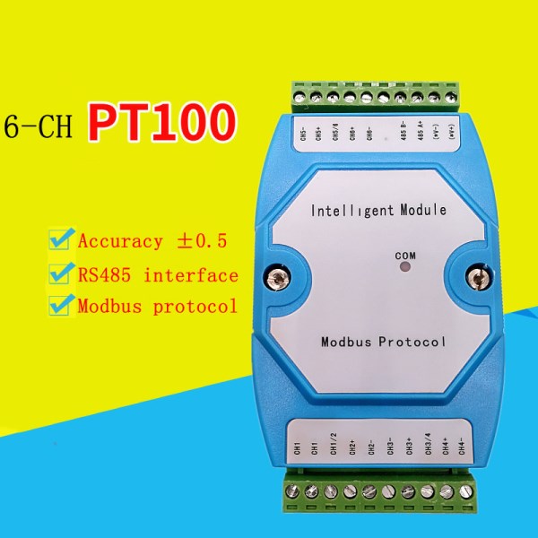 6-channel PT100PT1000 to RS485 serial thermal resistance temperature isolation acquisition transmitter module RS485 to MODBUS