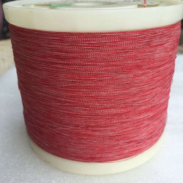 0.07x7 strands of natural silk-wrapped copper wire with multiple strands of silk red white Liz wrapped yarn