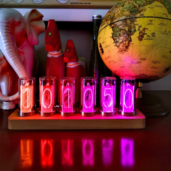 Time tube Glow tube Quasi-glow tube clock LED digital solid wood Chinese night light bar atmosphere light Brightness adjustable