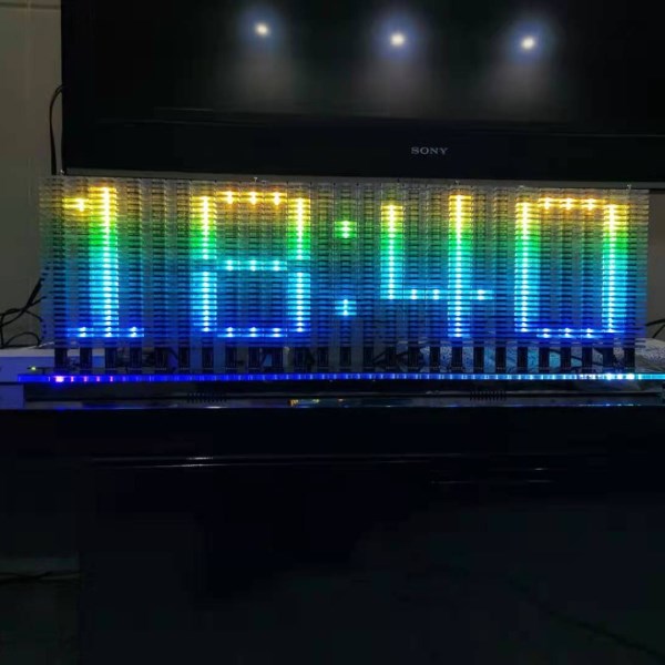 20-segments 20-level30-level music spectrum acrylic 3D clock cool video background remote control voice control time display