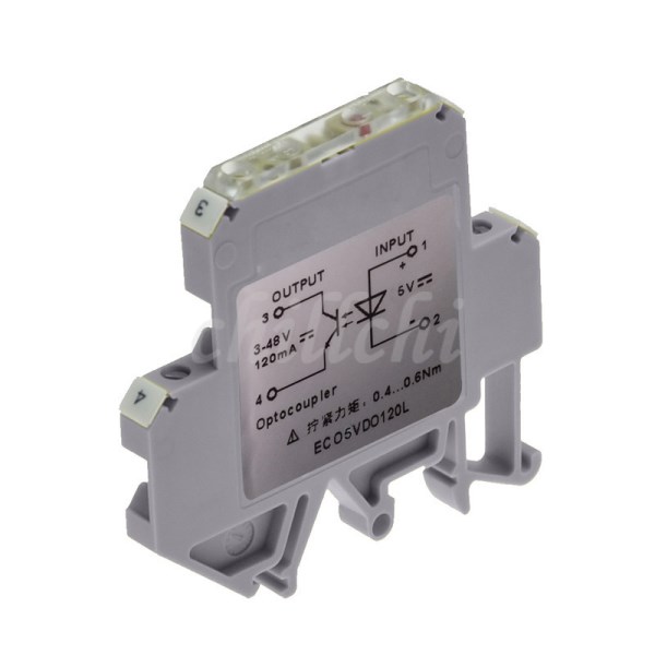Optocoupler module 6mm, ultra-thin rail mounting, 5VDC input, 5-48VDC output, NPN type