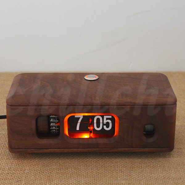 Black walnut solid wood mechanical turning page alarm clock retro DIY collection creative clock friend gift