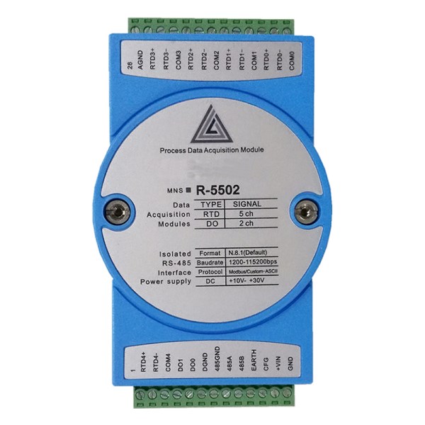 5-channel thermal resistance PT100 temperature acquisition module 2-channel digital output RS485 MODBUS RTU