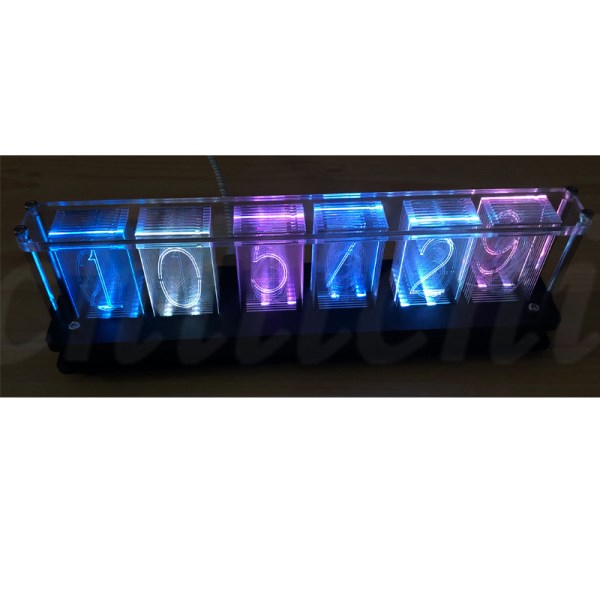 RGB 6-digit imitation glow tube clock imitating glow clock desktop ornaments DIY parts acrylic creative clock
