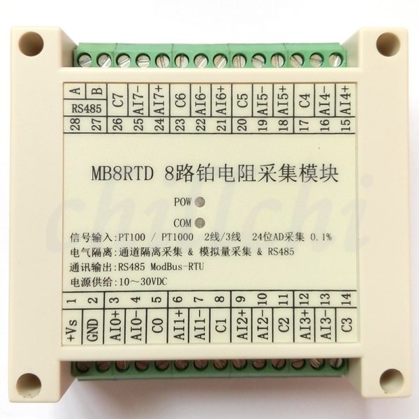 PT1000 PT100 8 way platinum resistance RTD high precision temperature acquisition module RS485 MODBUS