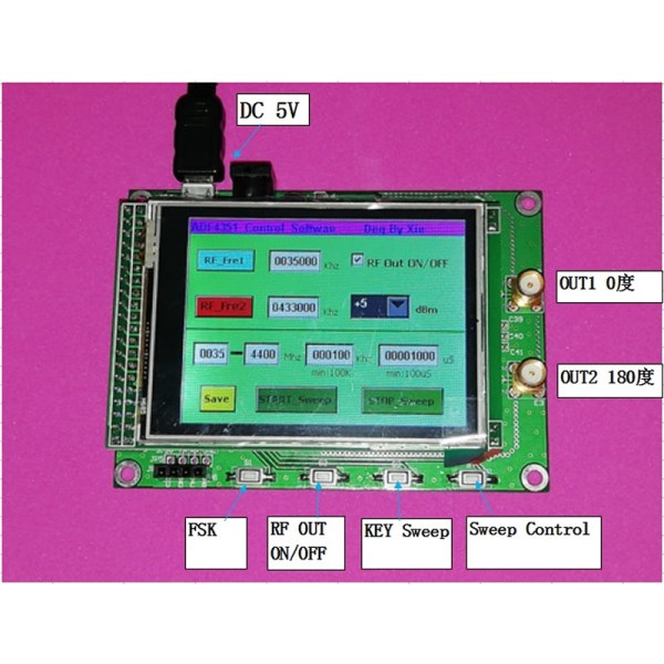 ADF4350 ADF4351 module TFT color touch screen STM32 sweep frequency signal source