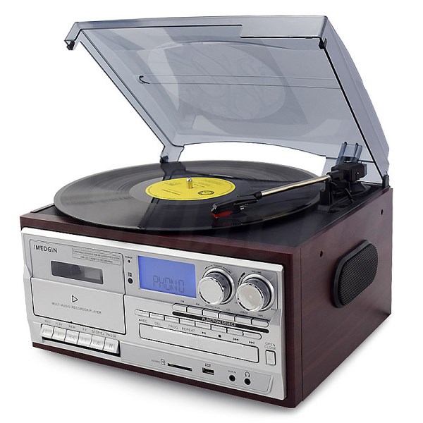 Vinyl record player modern gramophone multi-function record player CD tape radio Bluetooth USB built-in speaker remote control
