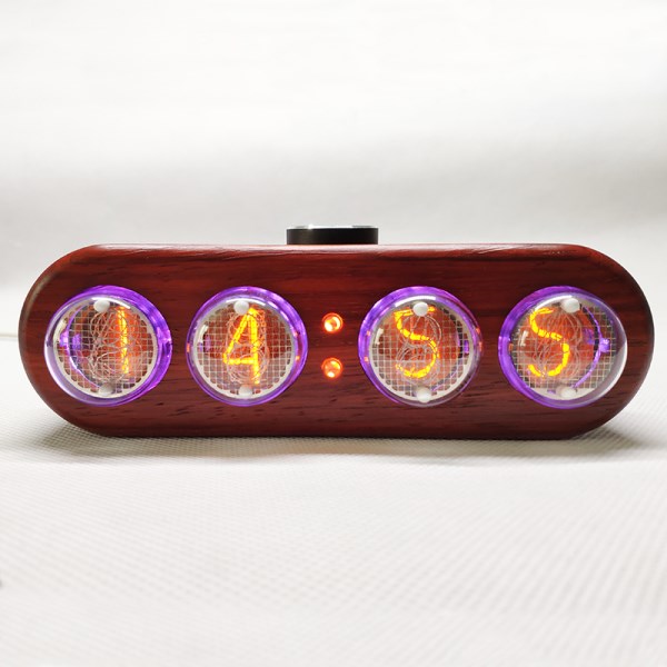 NIXIE CLOCK IN-4 glow tube clock digital clock Pear blosso wood tubularbell full-color LED backlight,unique knob operation IN4