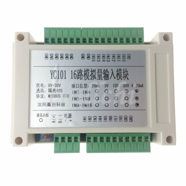 16 way 0-20MA 4-20MA analog acquisition module MODBUS isolation 485 communications