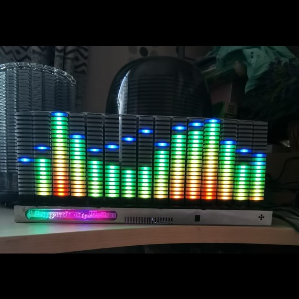 3D full color music spectrum voice control remote control 64 pattern clock animation esports computer ornaments fever audio