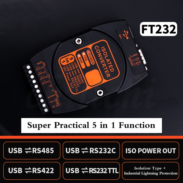 Industrial-grade lightning protection USB to RS485 422 232 TTL isolated 485 to USB mutual conversion