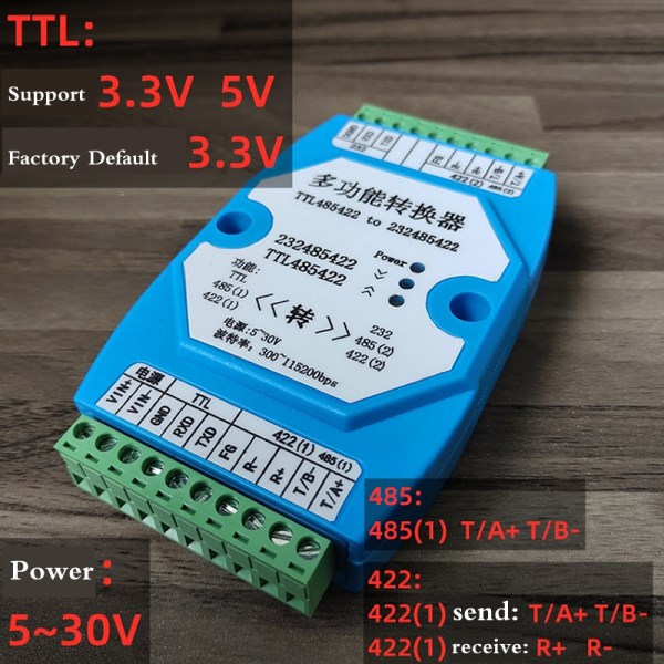 3.3V 5V TTL 232 485 422 Mutual converter High-speed isolation Surge protection Two-way bidirectional conversion
