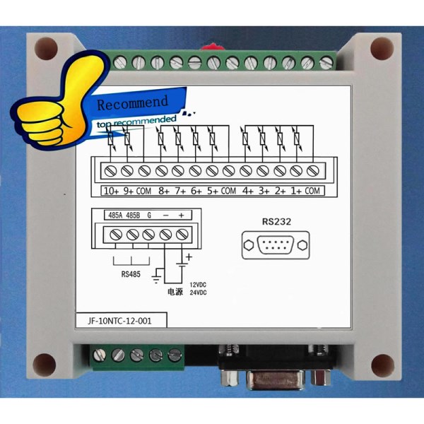 10-way NTC Thermal Resistance Temperature Acquisition Module Standard modbus-RTU High Precision Industrial Control Configuration