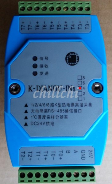 4 road Type K thermocouple temperature acquisition RTU MODBUS protocol photoelectric isolation 485 networking