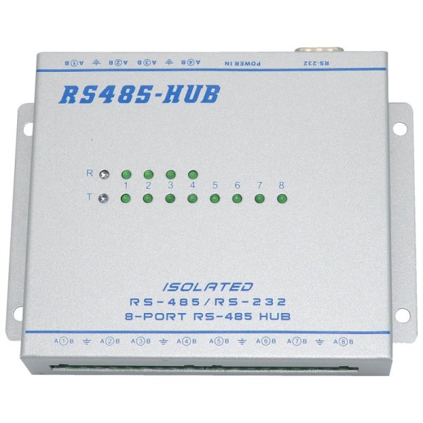 Enhanced isolation 8 way eight port RS485 hub hub repeater distributor divider