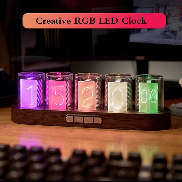 RGB quasi glow tube clock LED light electronic competition computer with Creative Desktop Clock Technology ornaments