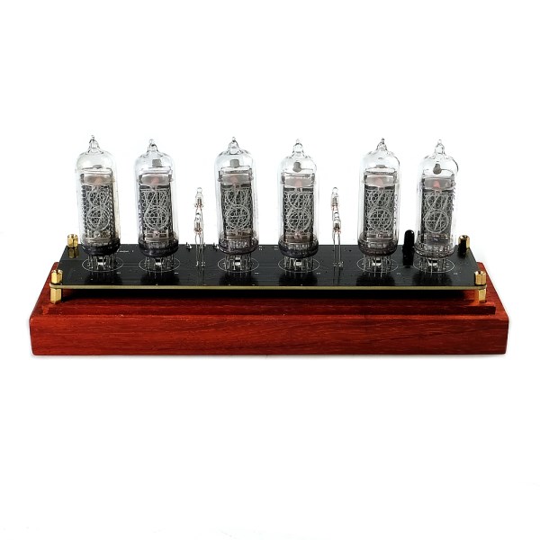 IN14 glow tube clock red pear solid wood base RGB remote infrared remote control