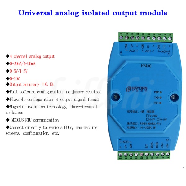 485 to 4-20mA analog output controller 485 to voltage and current 485 to 0-10V magnetic couple 4AO