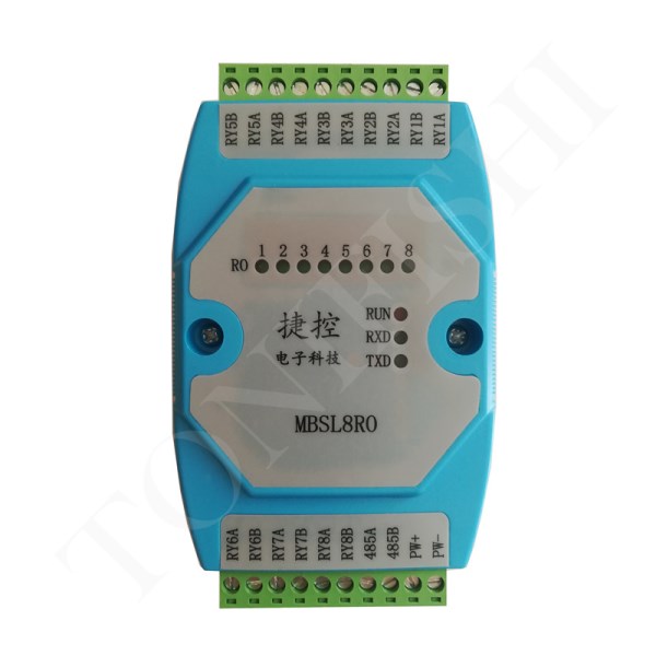 RS485modbus acquisition module of the 8 relay output module.Resistive load 250V2A inductive load 250V1A