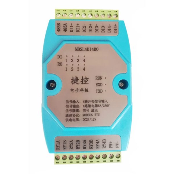 4DI4RO 4-channel digital output, switch input and output isolated RS485 Modbus acquisition module communication