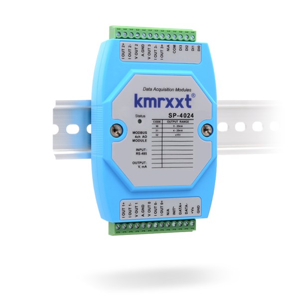 RS485 to analog output module AO voltage and current DA modbus to 4-20ma signal model:4024