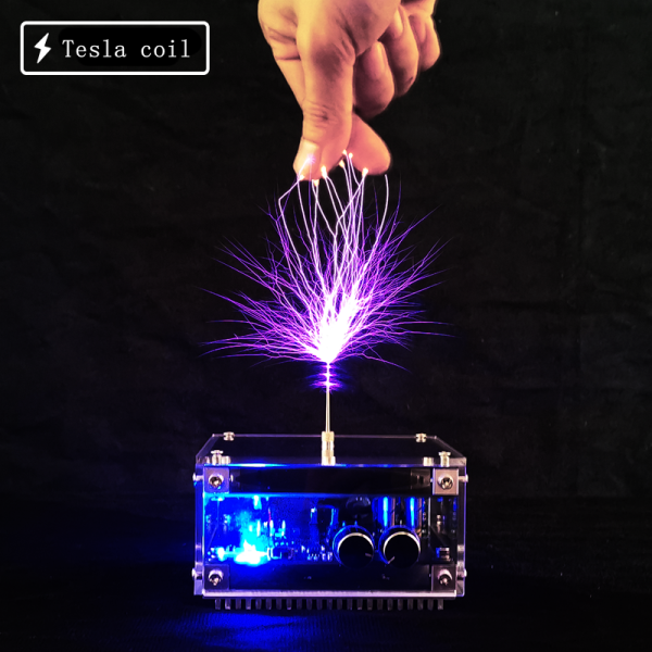 10CM flat Bluetooth music Tesla coil high frequency and high voltage pulse test device scientific experiment touch Lightning