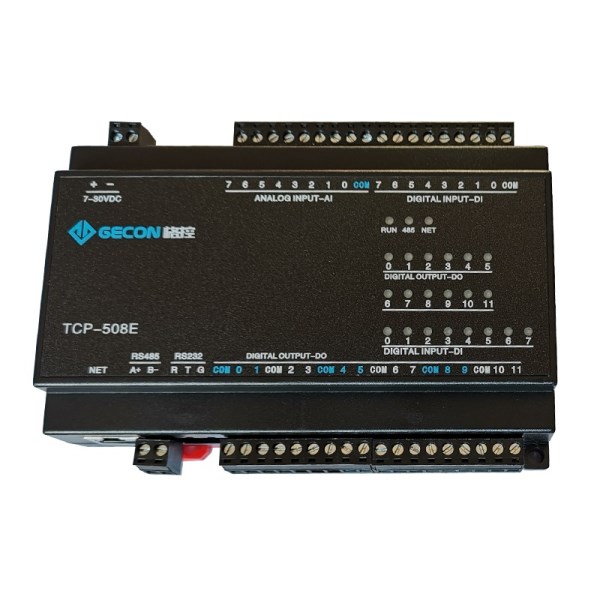 8-channel AI analog acquisition 8-channel DI switch input 12-channel DO relay output Modbus RTU