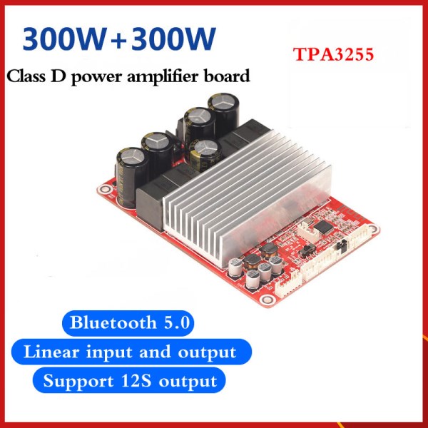 300W+300W TPA3255 Bluetooth 5.0 high-power fever-grade HIFI dual-channel power amplifier board
