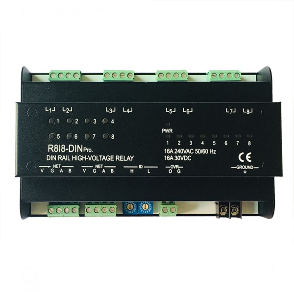 Rail type 8-channel high-voltage relay module single-channel 16A serial communication TCPRS485