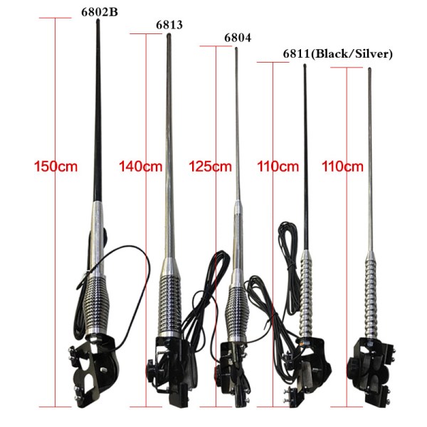Car Antenna Radio Function Off-Road Vehicle Antenna Lengthened Clip-on Antenna Stainless Steel Antenna