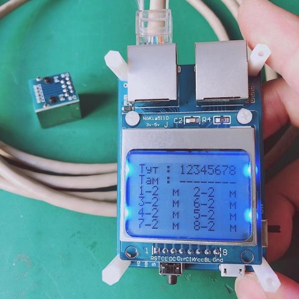 Mini DIY network cable tester with display can measure cable length, on-off, wire sequence, short circuit and other function
