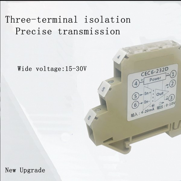 ndustrial grade three-terminal isolated signal isolator 0-10V 4-20mA 0-5V 0-20mA transmission, ultra-thin