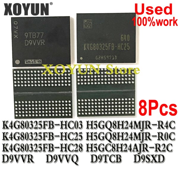 8pcs 100%test H5GQ8H24MJR-R4C H5GQ8H24MJR-R0C K4G80325FB-HC03 K4G80325FB-HC25 K4G80325FB-HC28 H5GC8H24AJR-R2C D9TCB D9VVQ D9VVR