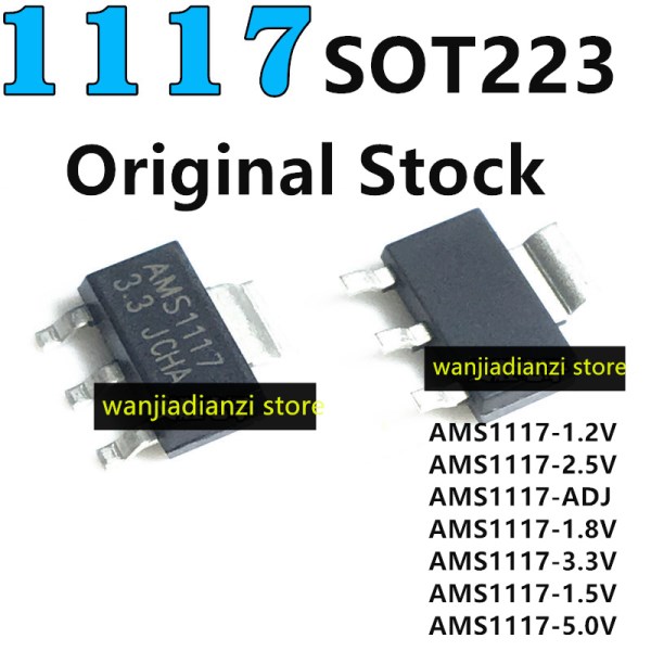 10pcs 100PCS New original AMS1117 AMS1117-3.3 AMS1117-5.0V AMS1117-A AMS1117-3.3 SOT223 chip IC AMS1117-1.8V 3V3 5.0V