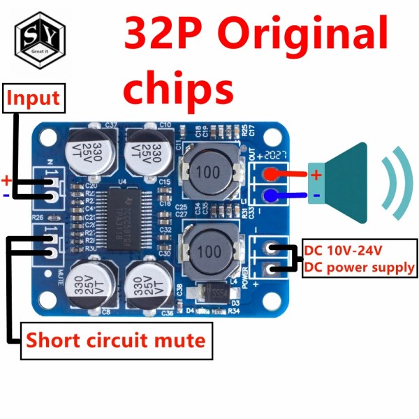 32PIN CHIP DC 12V-24V TPA3118 60W Mono Digital Audio Power Amplifier Board Amp Module 32P chip original chip