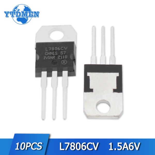 10pcs L7806CV Linear Voltage Regulator IC 1.5A 6V TO-22 Positive Voltage Regulators Chip set 7806 TO220 Electronic Component