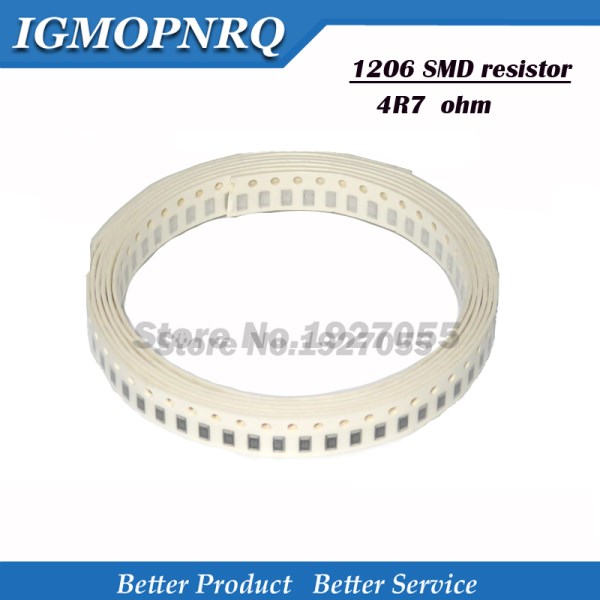 100PCS 1206 4.7R 4R7 SMD Resistor 4.7 ohm chip resistor 0.25W 14W 4.7R 4R7 SMD Resistor