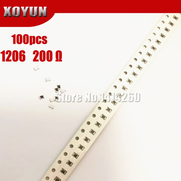 100PCS 1206 SMD Resistor 1% 200 ohm chip resistor 0.25W 14W 200R 201