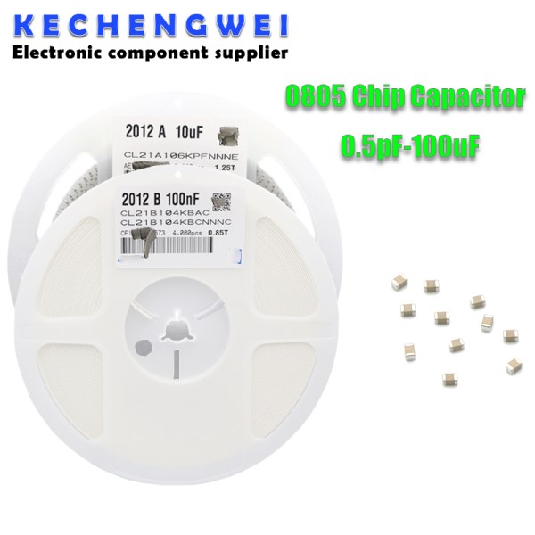 1reel 4000pcs 0805 50V SMD Thick Film Chip Multilayer Ceramic Capacitor 0.5pF-47uF 10NF 100NF 1UF 2.2UF 4.7UF 10UF 1PF