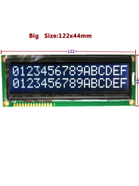 5V 1602 16X2 Big Large LCD Module VA White Fonts on Black Background HD44780 ST7066 EQV Chip 14P Parallel Port Display
