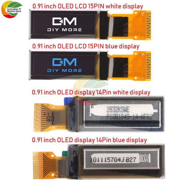 0.91 Inch OLED LCD Screen DC 3.3V Resolution 128*32 Driver Chip IIC SPI Interface 1415PIN OLED LCD Module for Arduino