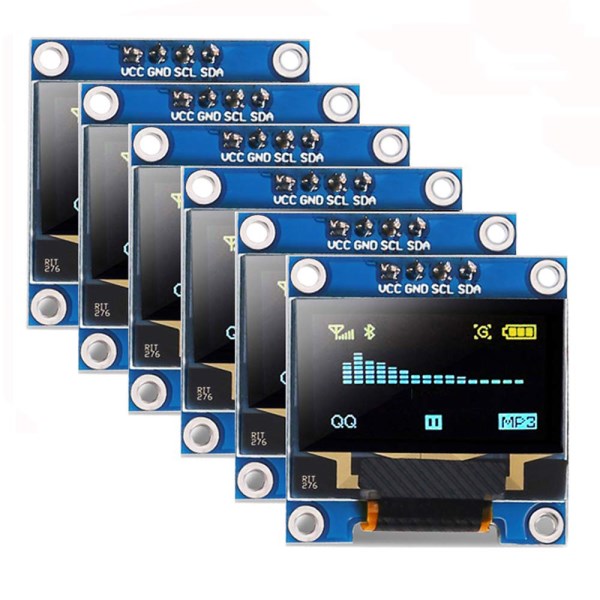 6PCS 0.96 OLED Display Module 12864 128x64 LCD SSD1306 Driver Board I2C Serial 0.96 inch IIC Chip 4 Pin Self-Luminous Display