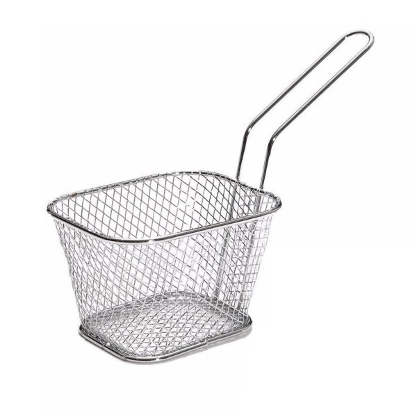 French Fries Basket Mini Square Frying Basket Portable Stainless Steel Chip Deep Fry Chicken Basket with Handle Kitchen Gadgets