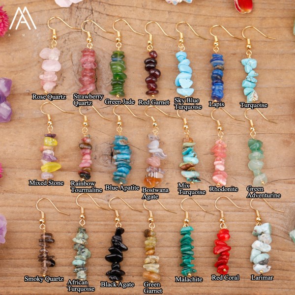 Fashion Women Chip Stone Earring Jewelry Crystal Dangle Earrings Natural Citrines Quartz Gravel Charm Hook Earring Birthday Gift