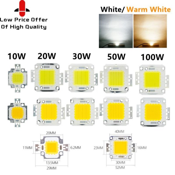White Warm White 10W 20W 30W 50W 100W LED light Chip DC 12V 36V COB Integrated LED lamp Chip DIY Floodlight Spotlight Bulb