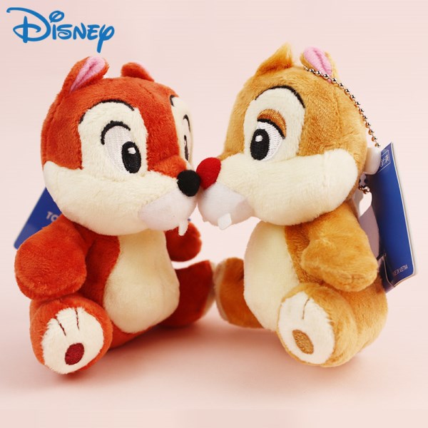 2pcs 11cm Chip And Dale Disney Plush Toys Keychains Women Brooch Kawaii Accessorie small animals For Backpack Gift To Girlfriend